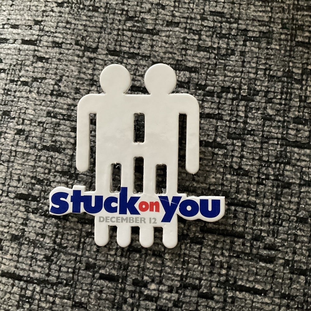 Stuck On You 2003 Theater Movie Promo Button Pin Back White Conjoined Twin Logo